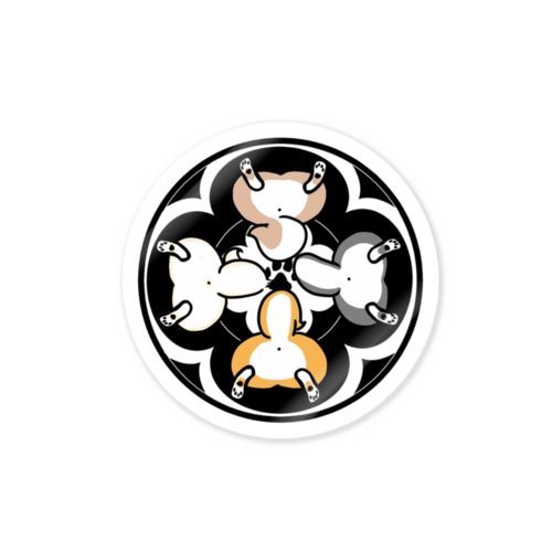 おちりたち家紋モノクロ Sticker