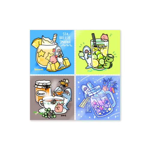 サメとメンダコの4枚セットその5 Sticker