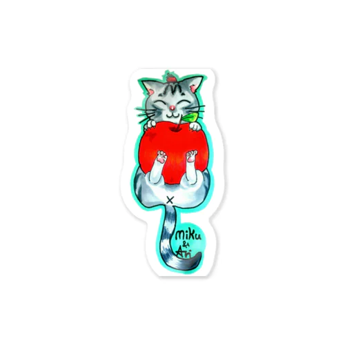 りんご狩り猫ちゃん Sticker