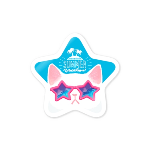 Glasses cat -SUMMER- Sticker