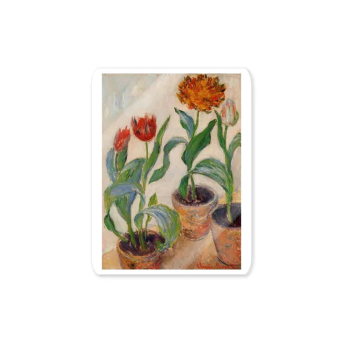 クロードモネ　Three Pots of Tulips Sticker