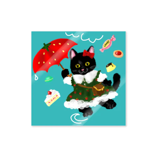 お菓子な雨とイチゴ猫s Sticker