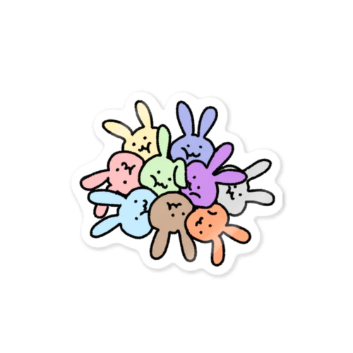 ぎゅうぎゅうウサギ（color） Sticker