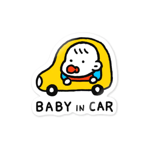 Baby in car (黄) Sticker