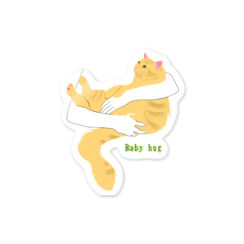 Baby hug (長毛茶トラ猫) Sticker