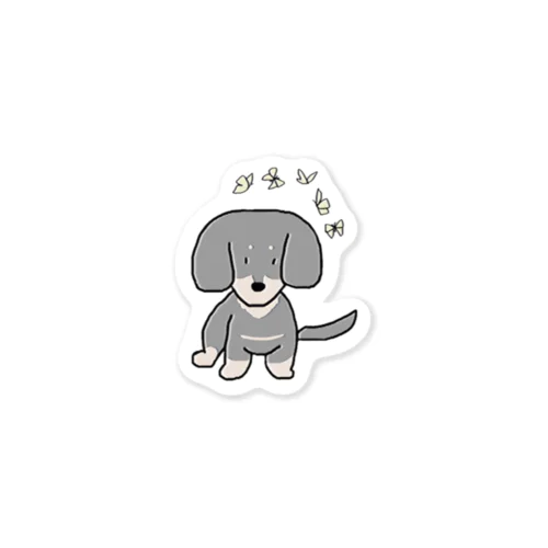 頭上に蝶が舞う犬 Sticker