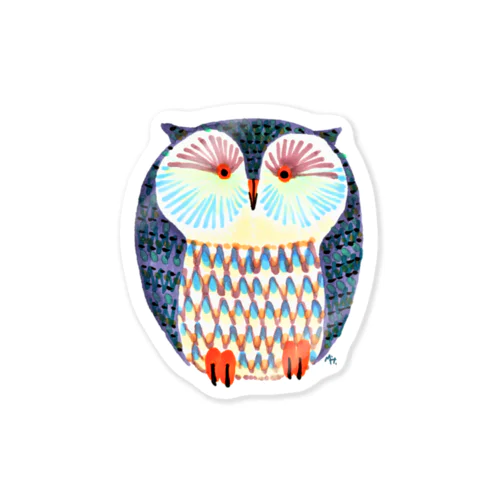 grayish green owl(colorful owl no.5) Sticker