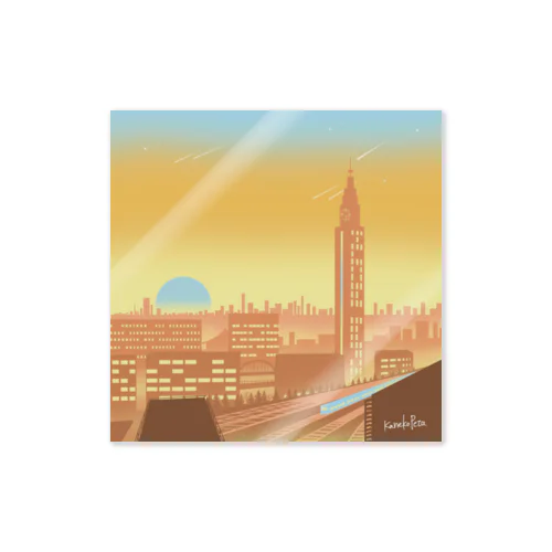 Shinjuku blue_orange_pink Sticker
