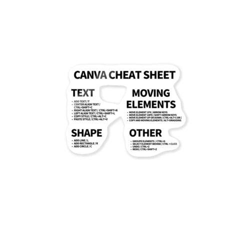 canvaのショートカットチートシート(フォントカラー黒) Sticker