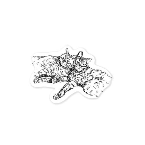 もたれかかる2匹の猫 Sticker