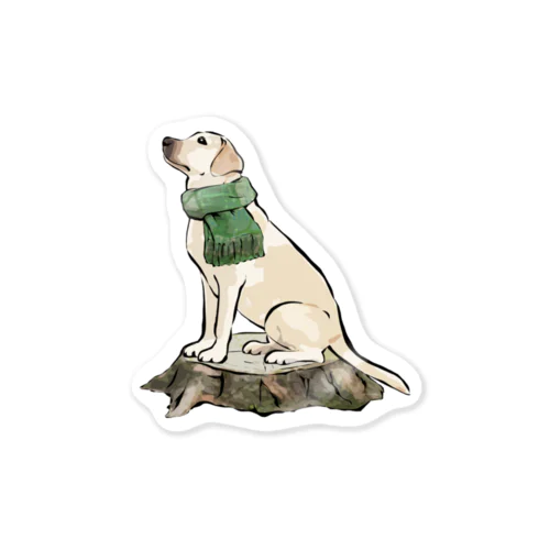 マフラー犬　ラブラドルレトリバー Sticker