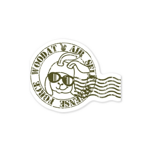 レトロなうさぎパイロットカーキ色 Sticker