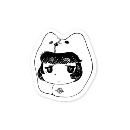 白イヌフード Sticker