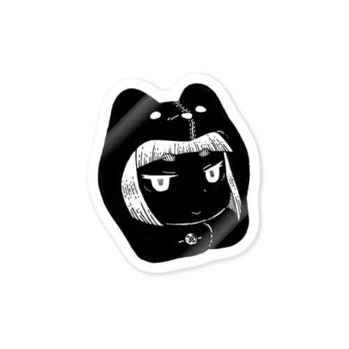 黒イヌフード Sticker