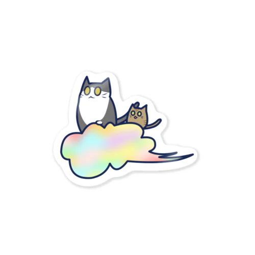 五色の雲と二匹の猫 Sticker