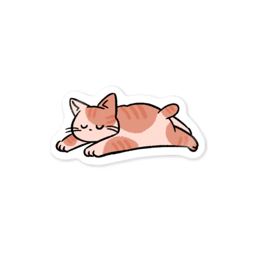 ねてるねこ　茶色い子 Sticker