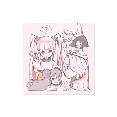 Sketch Girl(ピンク) Sticker