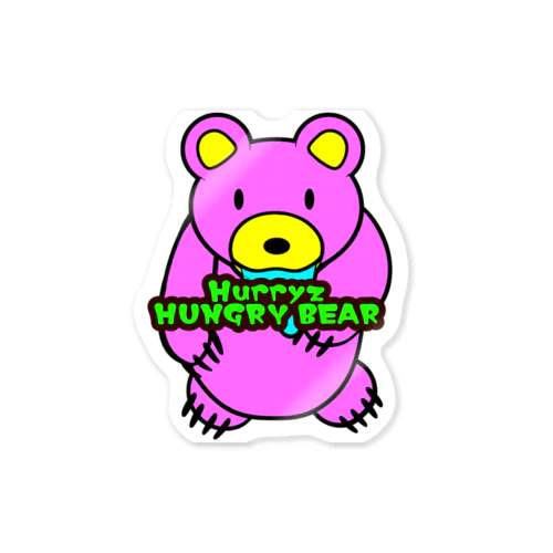 Hurryz HUNGRY BEAR ピンク Sticker