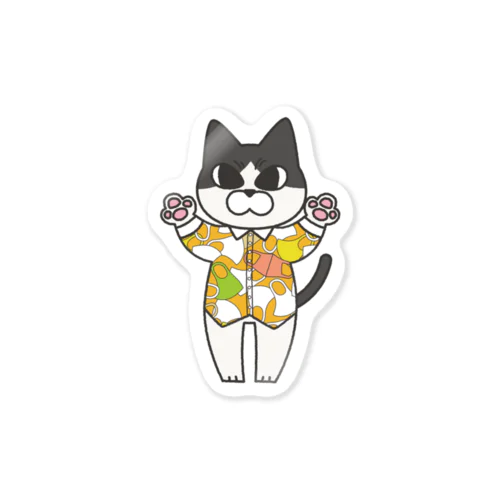 Tシャツねこステッカー（はちわれ） Sticker