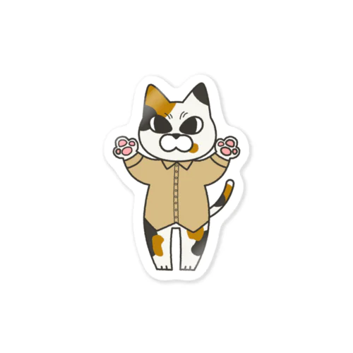 Tシャツねこステッカー（三毛猫） Sticker