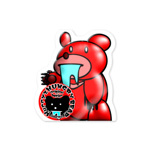 Hurryz HUNGRY BEAR レッドメタル風 Sticker