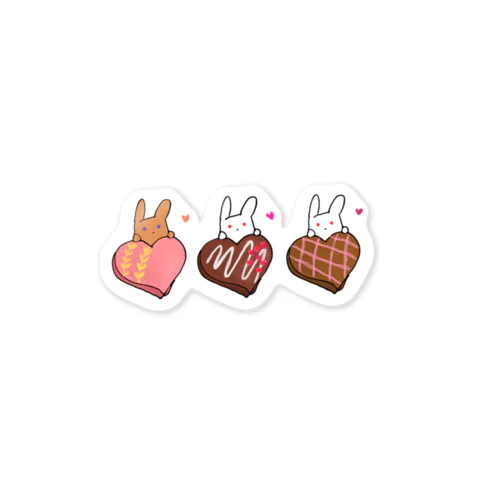 うさぎと桃・ラズベリークランチ・チェックのチョコレート Sticker