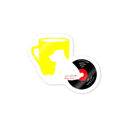カップ＆シロクマ＆レコード Sticker