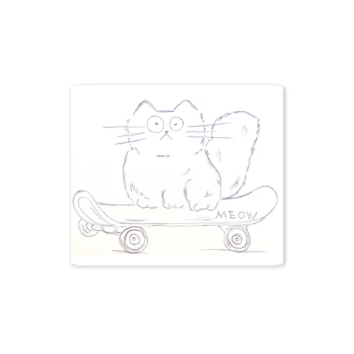 MEOW！スケートボードキャット Sticker