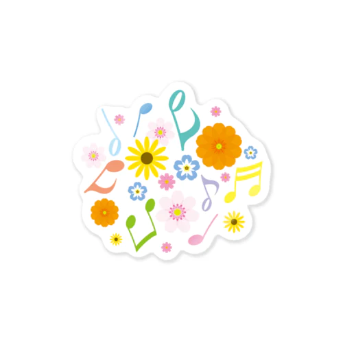 きれいな花と音符 Sticker