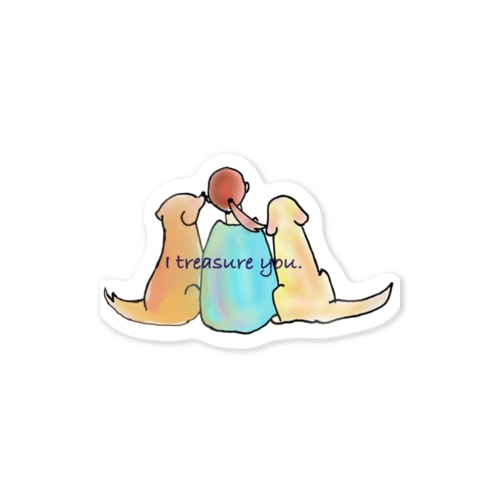 仲良しゴールデンレトリバー✿︎I treasure you.✿︎ Sticker