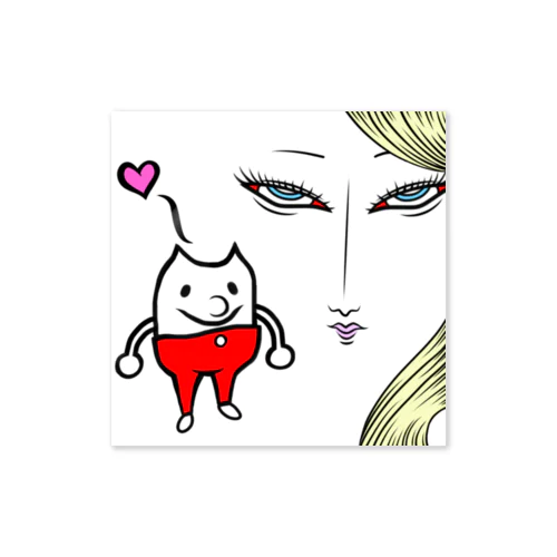 猫と美女 Sticker