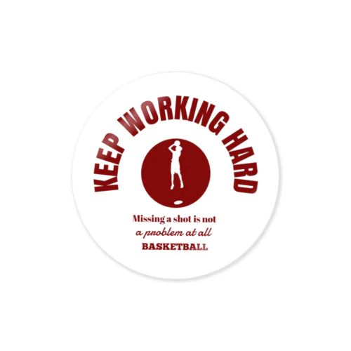 KEEP WORKING HARD カレッジロゴ赤系 Sticker