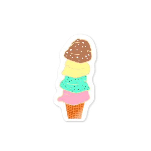 4スクープ アイスクリームコーン　4-scoop Ice Cream Cone  ステッカー