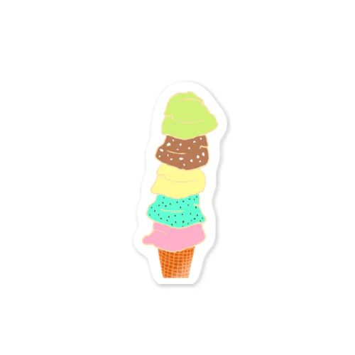 5スクープ アイスクリームコーン　5-scoop Ice Cream Cone ステッカー