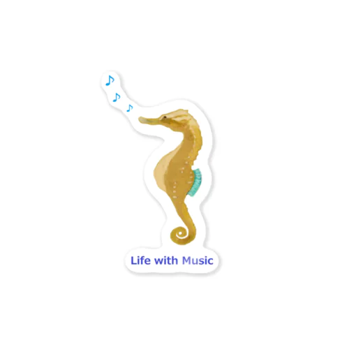 歌うタツノオトシゴ　Singing Seahorse Sticker