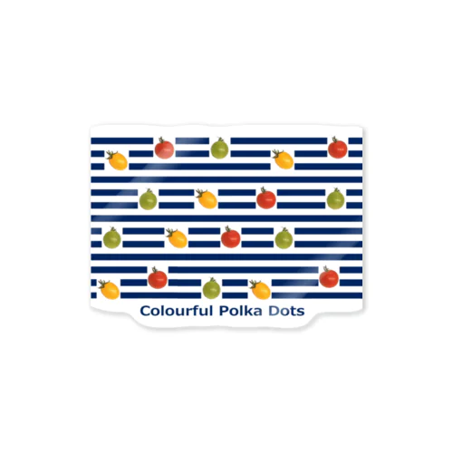 トマト柄（マリン）　Tomatoes in Stripes (Marine) Sticker