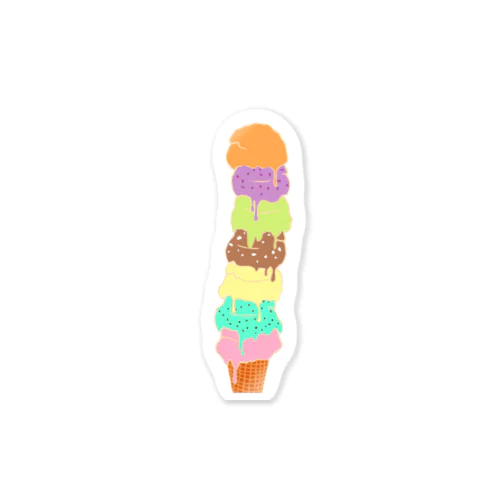 7スクープ アイスクリームコーン　7-scooped Ice Cream Cone Sticker