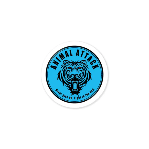 ブルー タイガー アニマル アタック Sticker