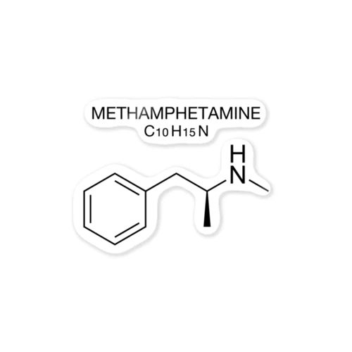 METHAMPHETAMINE C10H15N -メタンフェタミン-黒ロゴTシャツ ステッカー