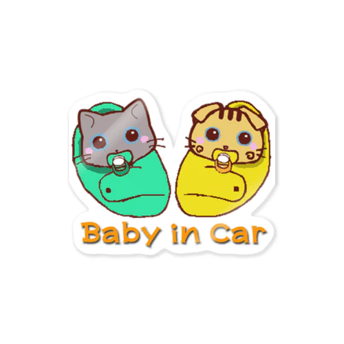 乳児むむこま（車に赤ちゃん乗ってます） Sticker