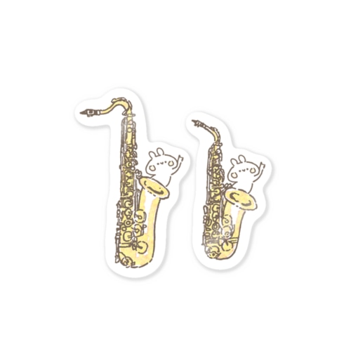 テナーサックスとアルトサックスとうさぎ Sticker