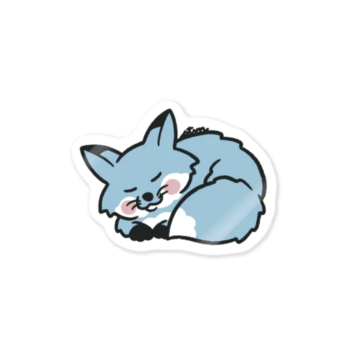 おねむキツネ（空色）　SKY BLUE SLEEPING FOX Sticker