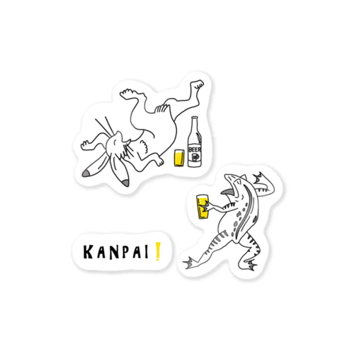 名画 × BEER（鳥獣戯画） Sticker