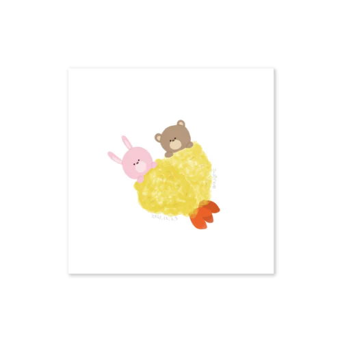 海老天クマとうさぎ Sticker