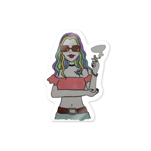 Colorful Hair Woman No.1 Sticker