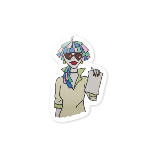 Colorful Hair Woman No.6 Sticker
