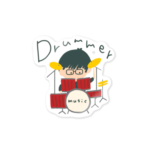 drummerメガネ君 Sticker