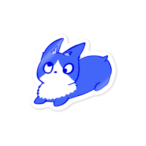 斜視の犬（青） Sticker