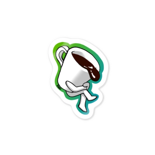 考えるコーヒーカップ Sticker