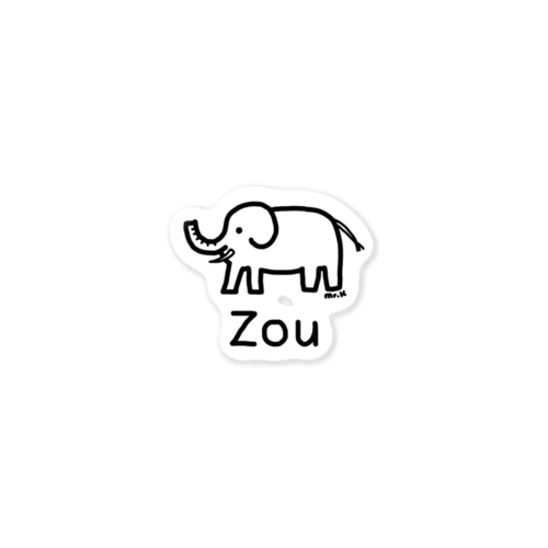 Zou (ゾウ) 黒デザイン Sticker